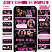 Black and Pink Acuity Scheduling Template for Hair Stylists, Lash Techs and MUAs, Hairstylist Scheduling Website, DIY Booking Site Canva