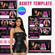 Black and Pink Acuity Scheduling Template for Hair Stylists, Lash Techs and MUAs, Hairstylist Scheduling Website, DIY Booking Site Canva