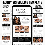 Minimalist Black and White Acuity Scheduling Template for Hair Stylists,Lash Techs & MUAs,Hairstylist Scheduling Website, Booking Site Canva