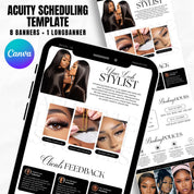 Minimalist Black and White Acuity Scheduling Template for Hair Stylists,Lash Techs & MUAs,Hairstylist Scheduling Website, Booking Site Canva