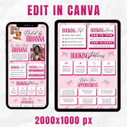 Pink Acuity Scheduling Template for Hair Stylists, Lash Techs and MUAs, Pinkish Hairstylist Scheduling Website, DIY Booking Site Canva