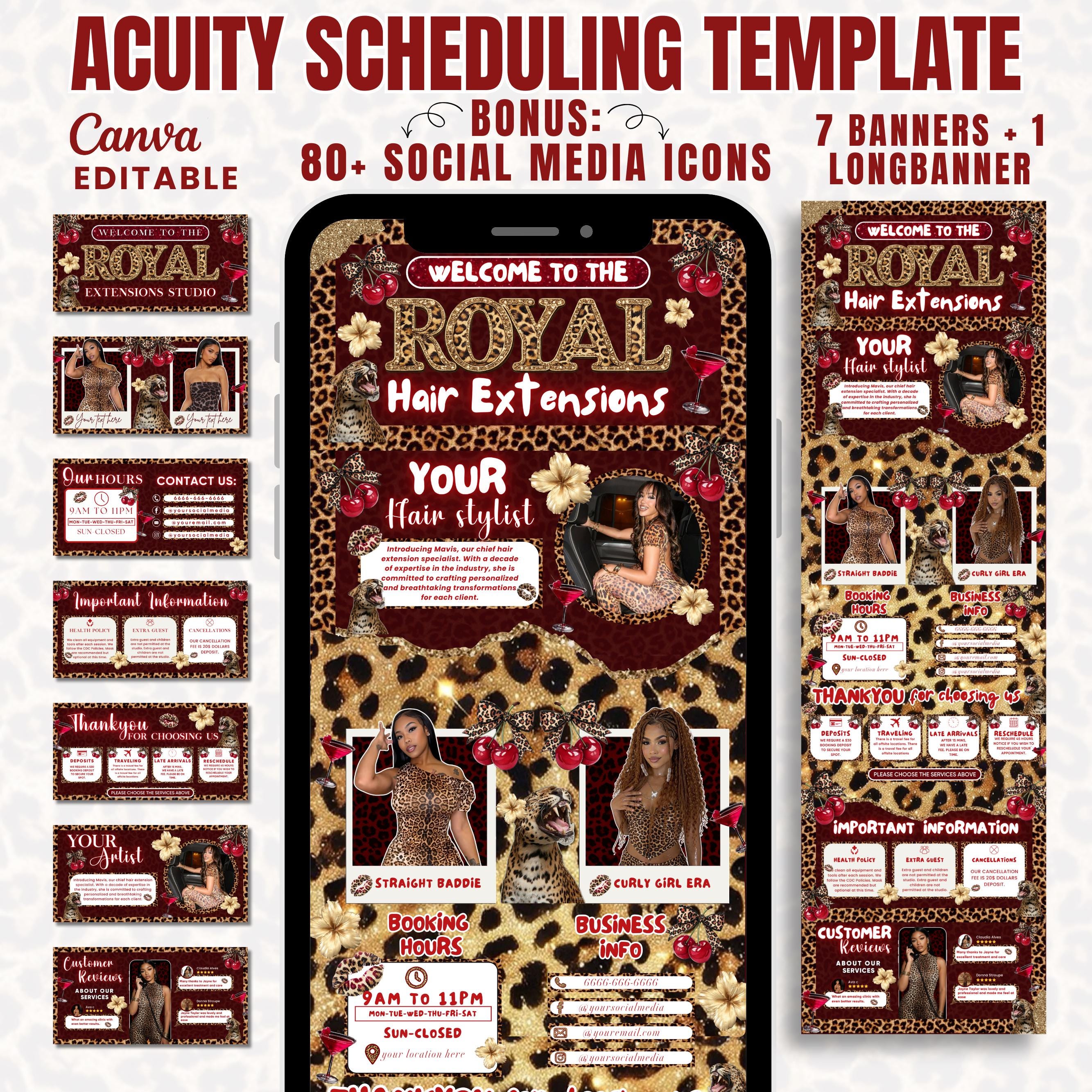 Cheetah Print Acuity Scheduling Template for Hair Stylists, Lash Techs and MUAs, Hairstylist Scheduling Website DIY Booking Site Canva