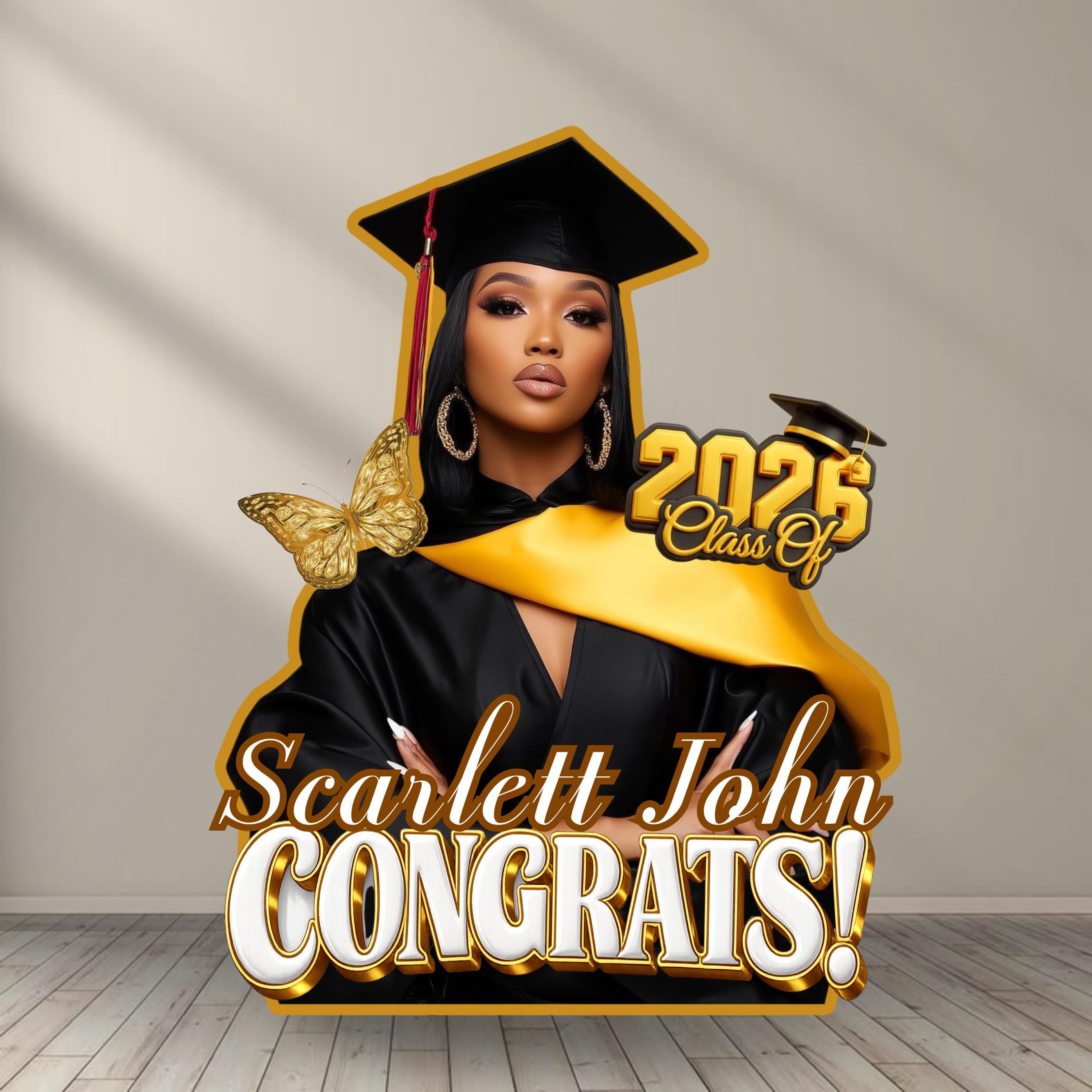 Custom Graduation Decor Bundle, Grad Entrance Arch, Congrats Grad Banner, Grad Name Cutout, Hat Arch Wall,Class of 2025 Floor Wrap Decor Set