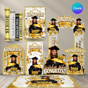 Custom Graduation Decor Bundle, Grad Entrance Arch, Congrats Grad Banner, Grad Name Cutout, Hat Arch Wall,Class of 2025 Floor Wrap Decor Set