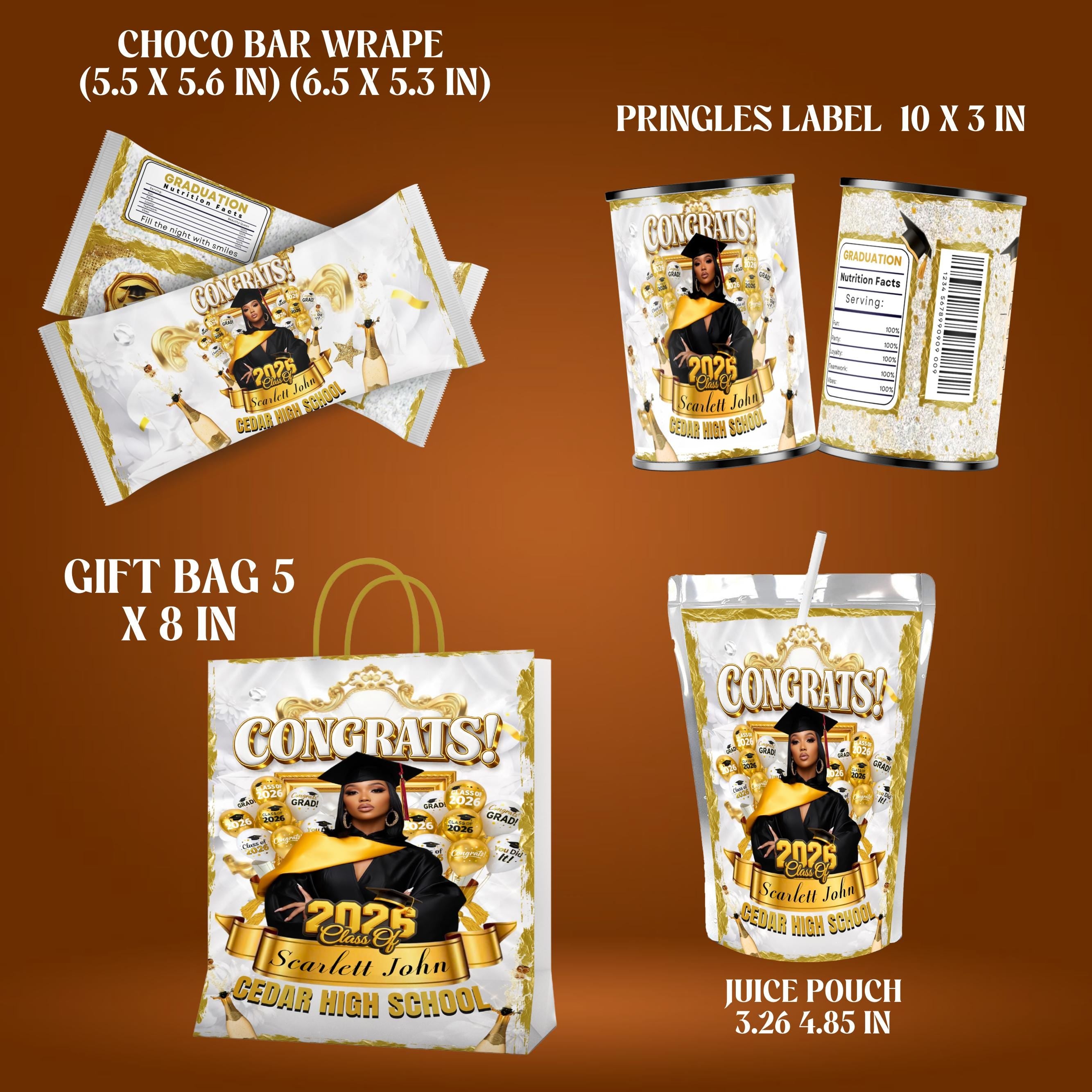 Graduation Party Favor Bundle, Class of 2026 Treat bundle, Graduation Treats Design,Party Favor Custom Water Labels, Chip Bag