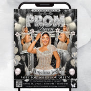 Black and Silver Prom Queen Flyer, Vote for Prom Queen Flyer, Prom Send Off Flyer, Prom Invitation Flyer, Prom Queen Flyer, Canva Template