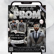 Black and Silver Prom King Flyer, Vote for Prom King Flyer, Prom Send Off Flyer, Prom Invitation Flyer, Prom King Flyer, Canva Template