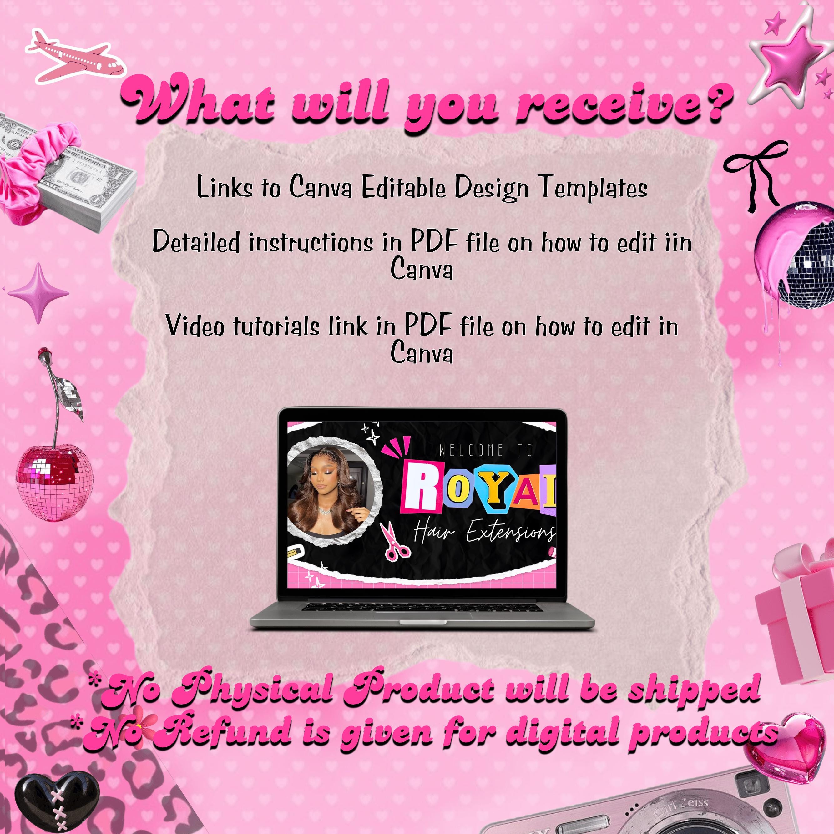 Black and Pink Scrapbook Themed Acuity Scheduling Template for Hair Stylists,LashTechs and MUAs, Hairstylist Website, DIY Booking Site Canva