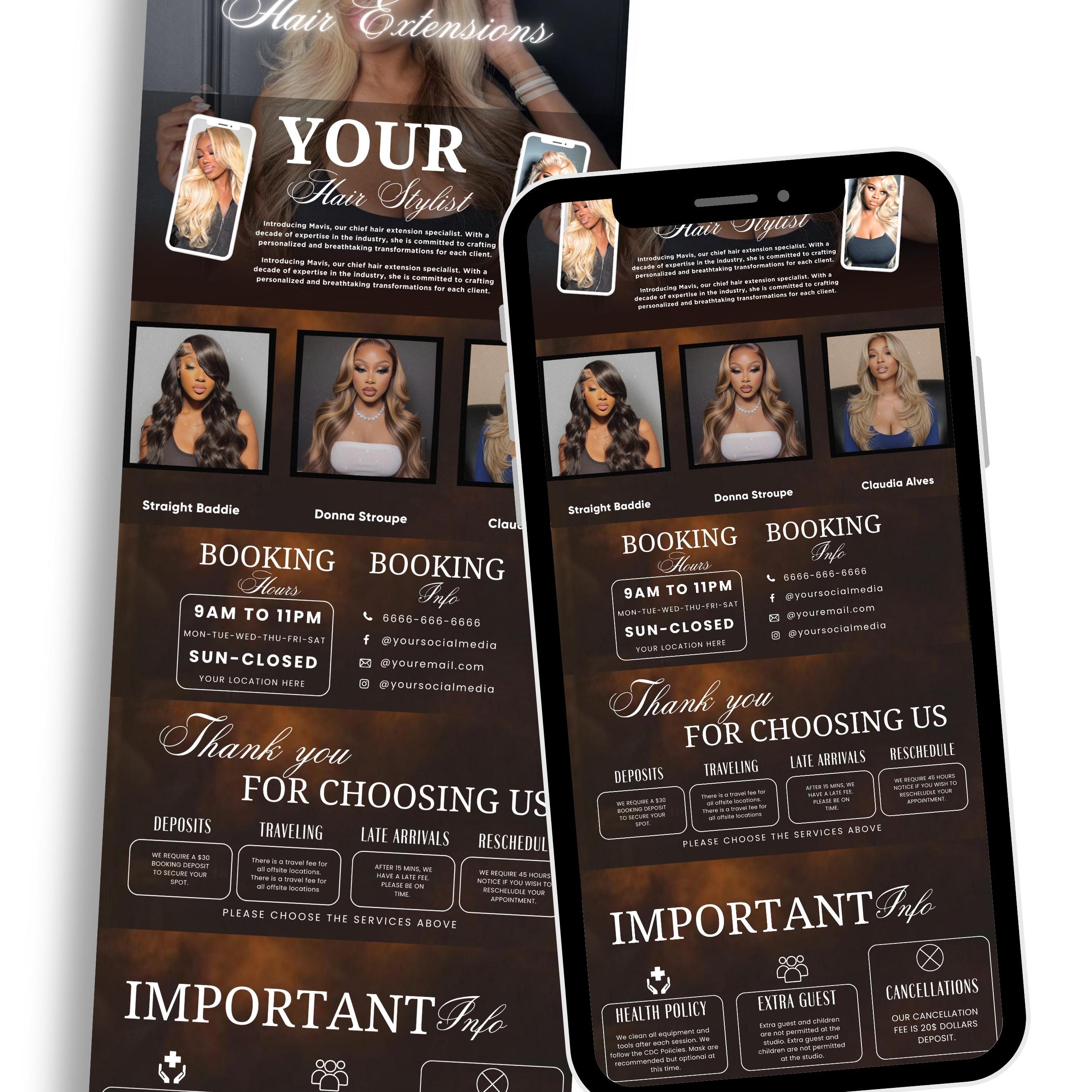 Brown Acuity Scheduling Template for Hair Stylists, Lash Techs and MUAs, Hairstylist Scheduling Website, DIY Booking Site Canva