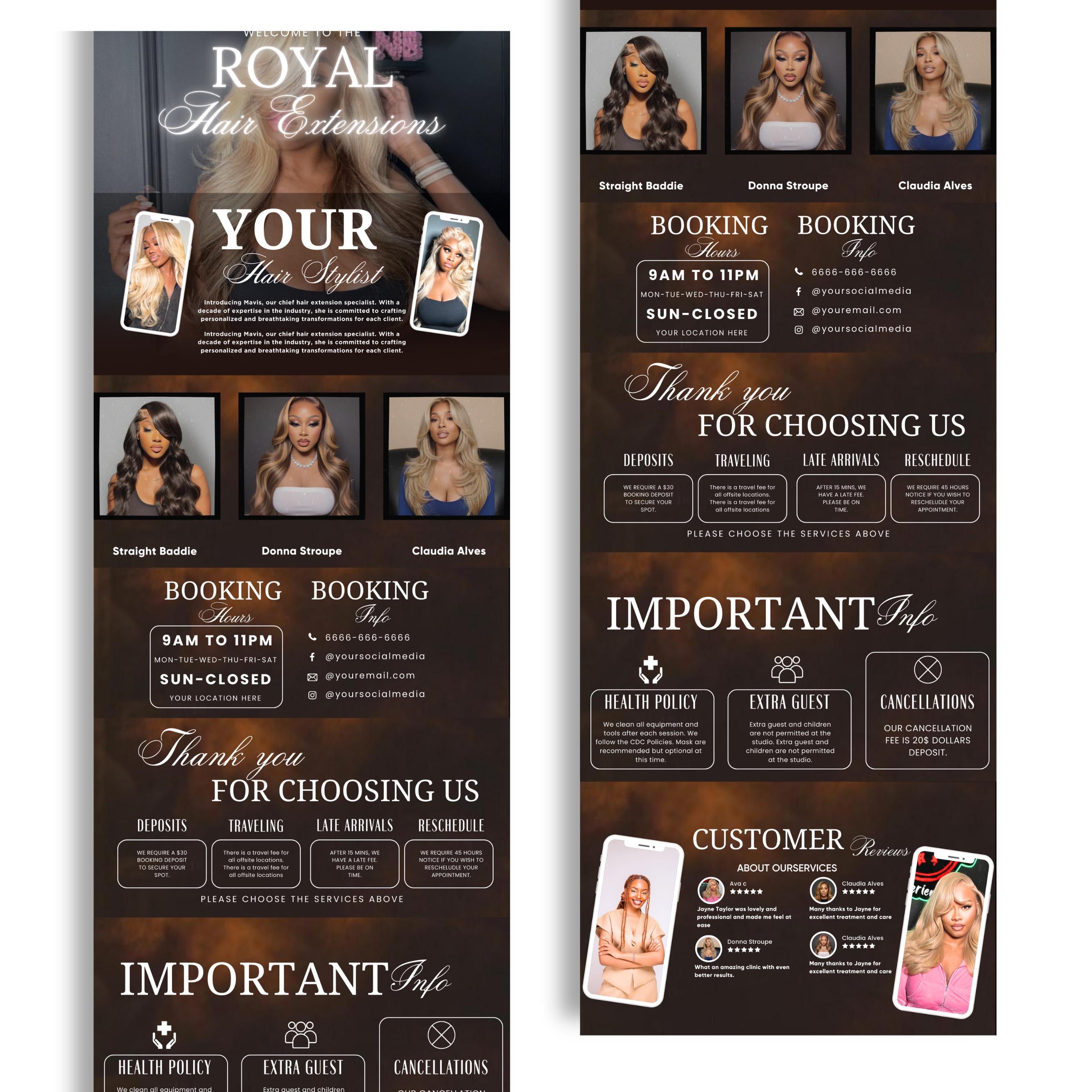 Brown Acuity Scheduling Template for Hair Stylists, Lash Techs and MUAs, Hairstylist Scheduling Website, DIY Booking Site Canva