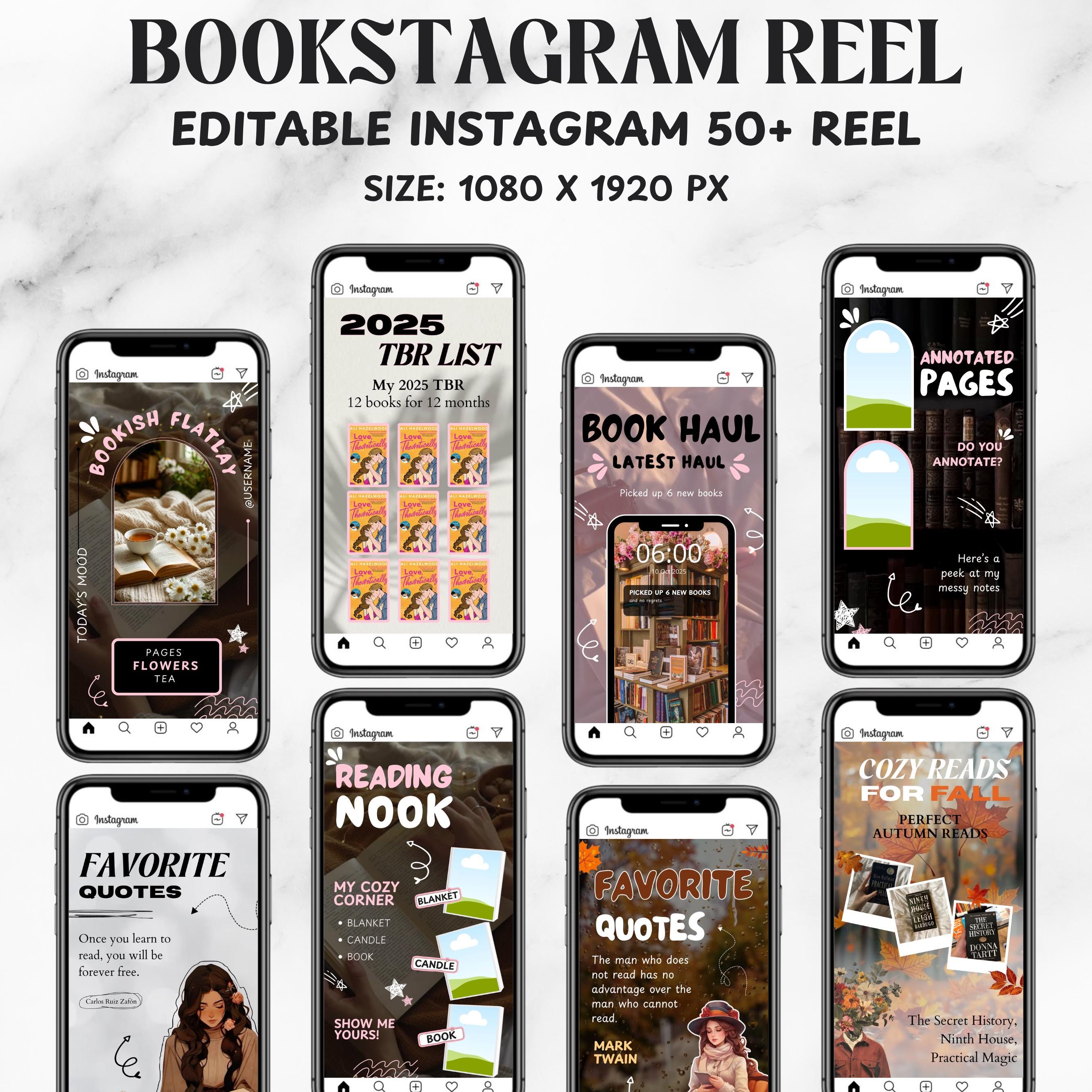 1000+Bookstagram Templates,Bookish Social Media Kit,Instagram Posts,Carousel & Stories,Bookish Insta Reels for Book Lovers,Authors, Bloggers