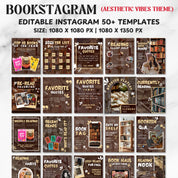 Bookstagram Template Instagram for Canva, Bookish Social Media Kit, Book Lover Social Media Post, Bookish Insta Reels ,Authors, Bloggers