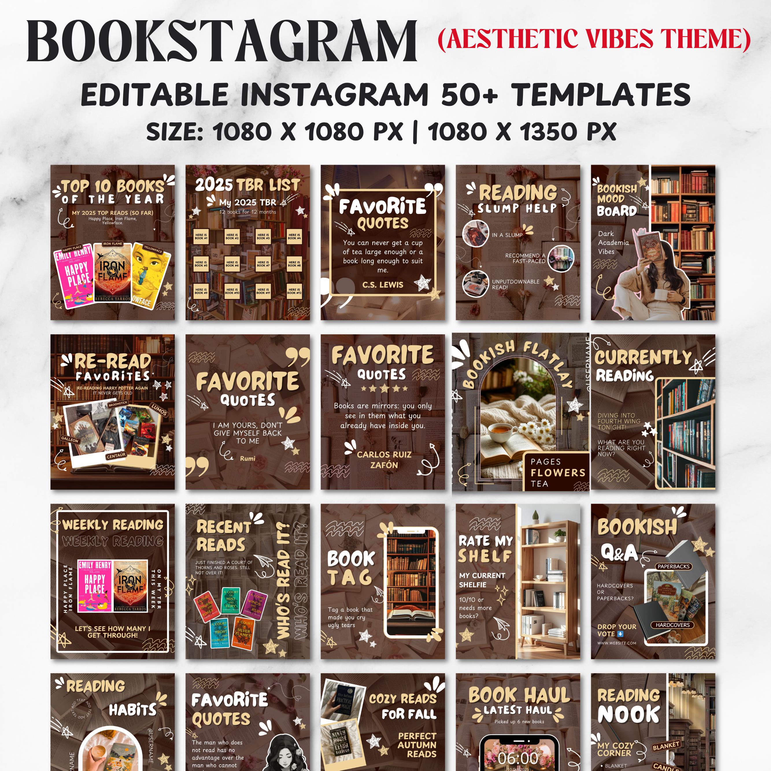 Bookstagram Template Instagram for Canva, Bookish Social Media Kit, Book Lover Social Media Post, Bookish Insta Reels ,Authors, Bloggers