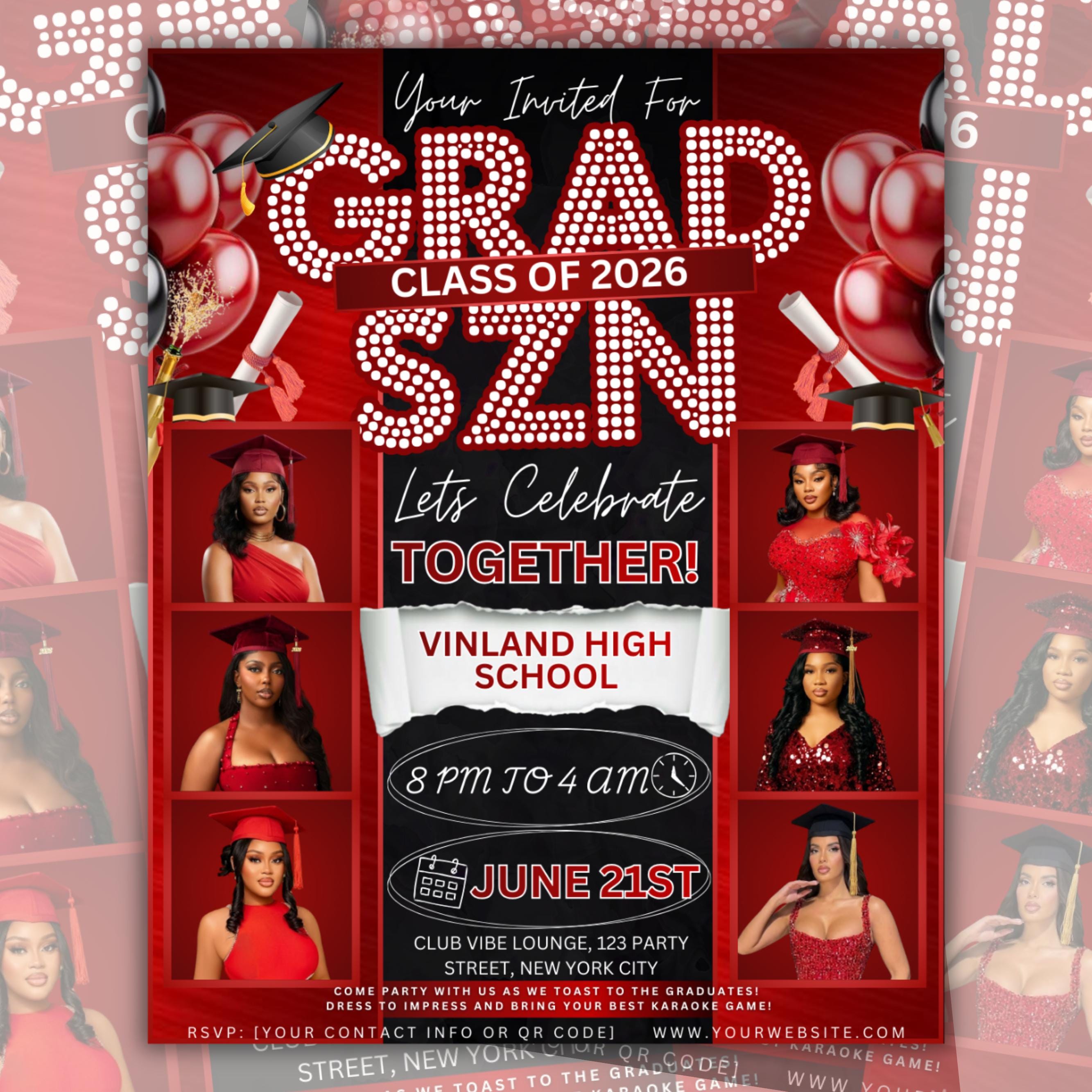 Class of 2026 Graduation Flyer, Editable Graduation Announcement Flyer, College High School Grad Celebration Party Canva Flyer