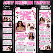 Pink and White Acuity Scheduling Template for Hair Stylists, Lash Techs and MUAs, Hairstylist Scheduling Website, DIY Booking Site Canva
