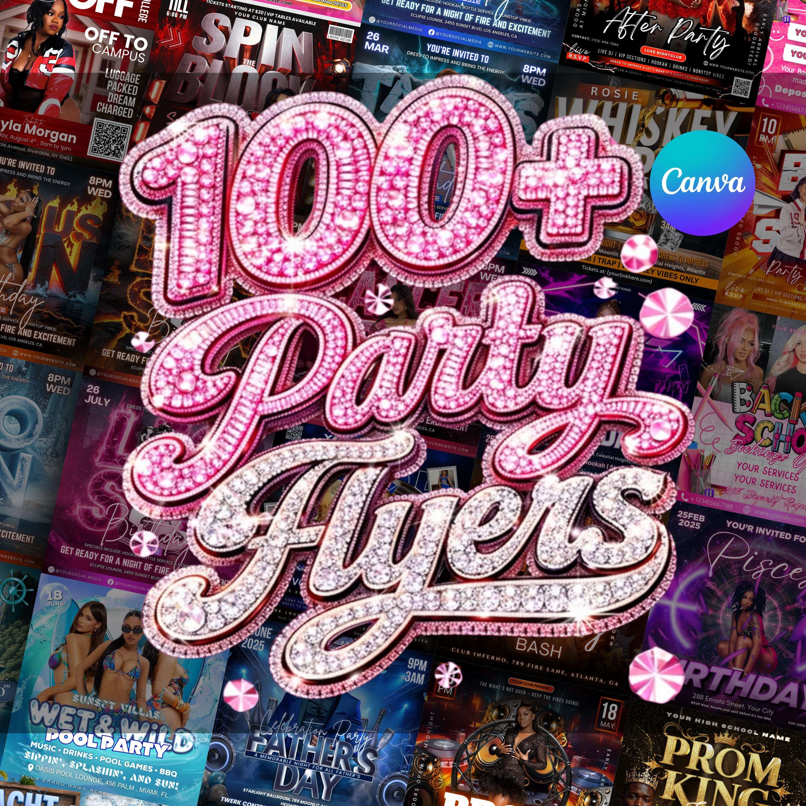 Party Flyers Bundle, Club Party Flyers, Night Club Flyers, Freaknik Party Flyer, Birthday Event Flyer Sunday Hangover Party Flyer Pool Party