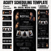 Dark Acuity Scheduling Template for Hair Stylists, Lash Techs and MUAs, Hairstylist Scheduling Website, DIY Booking Site Canva