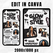 Black and White Acuity Scheduling Template for Hair Stylists, Lash Techs and MUAs, Hairstylist Scheduling Website, DIY Booking Site Canva