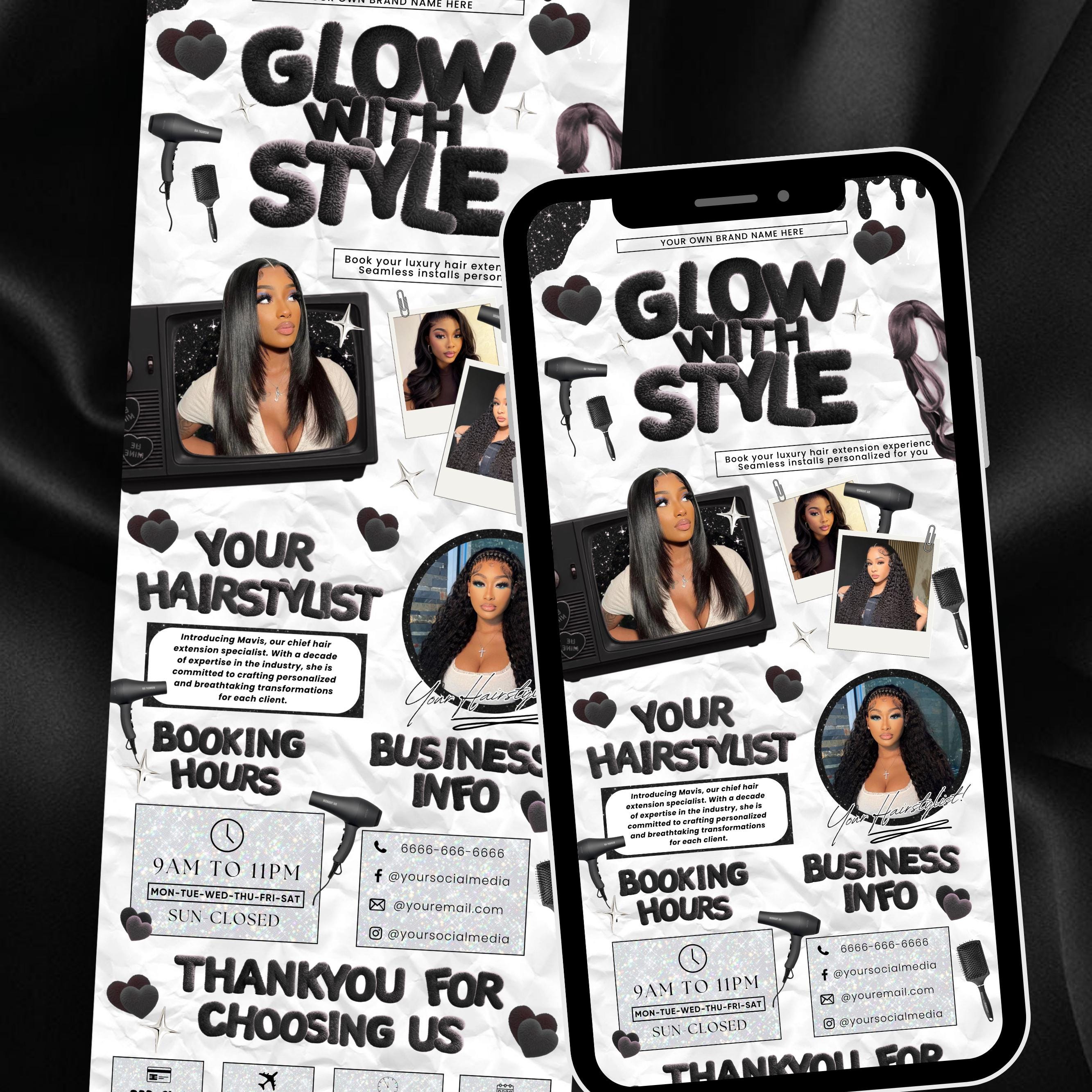 Black and White Acuity Scheduling Template for Hair Stylists, Lash Techs and MUAs, Hairstylist Scheduling Website, DIY Booking Site Canva
