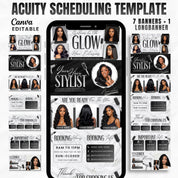 Black and Gray Acuity Scheduling Template for Hair Stylists, Lash Techs and MUAs, Hairstylist Scheduling Website, DIY Booking Site Canva