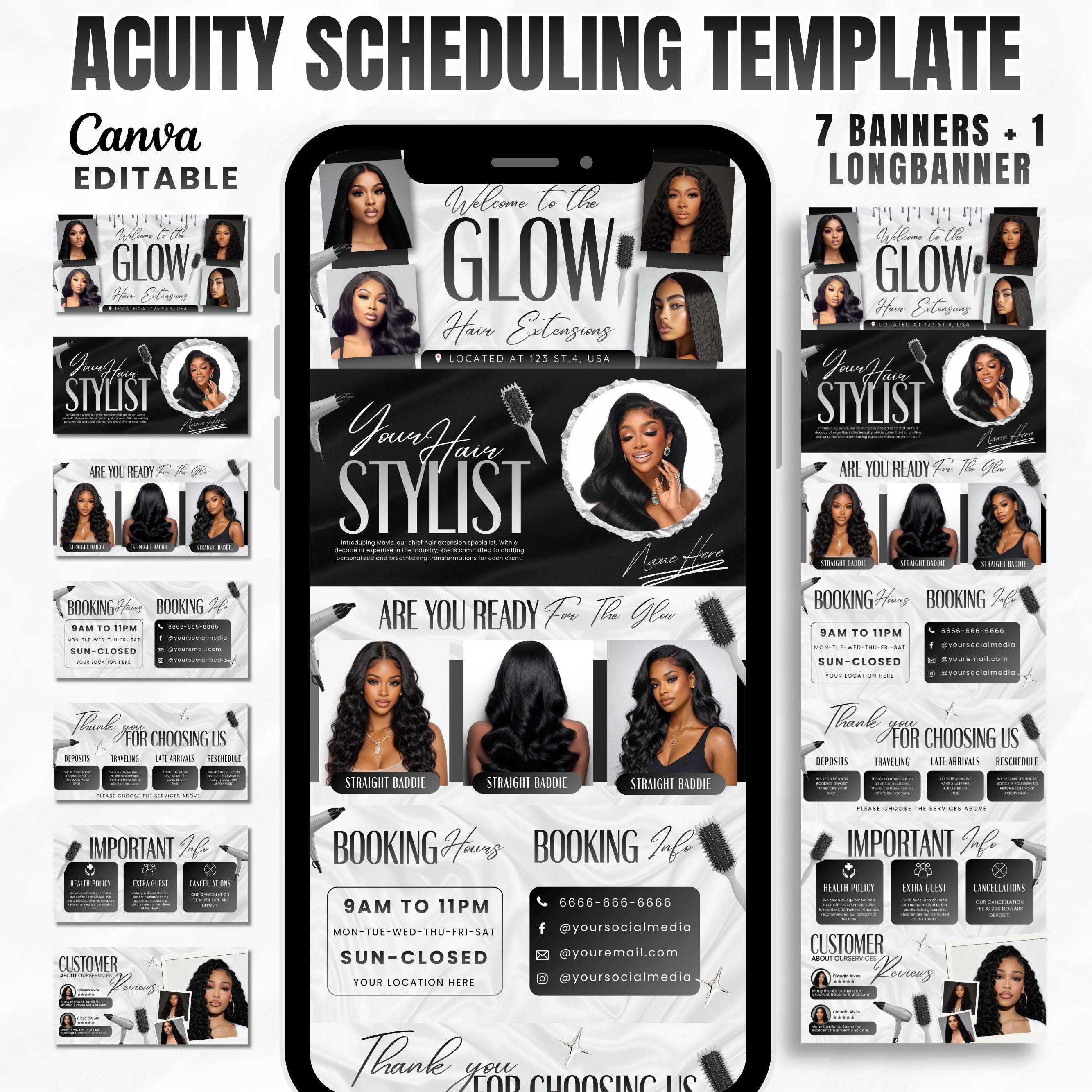 Creamy Acuity Scheduling Template for Hair Stylists, Lash Techs and MUAs, Hairstylist Scheduling Website, DIY Booking Site Canva