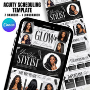 Black and Gray Acuity Scheduling Template for Hair Stylists, Lash Techs and MUAs, Hairstylist Scheduling Website, DIY Booking Site Canva