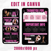 Black and Pink Acuity Scheduling Template for Hair Stylists, Lash Techs and MUAs, Hairstylist Scheduling Website, DIY Booking Site Canva