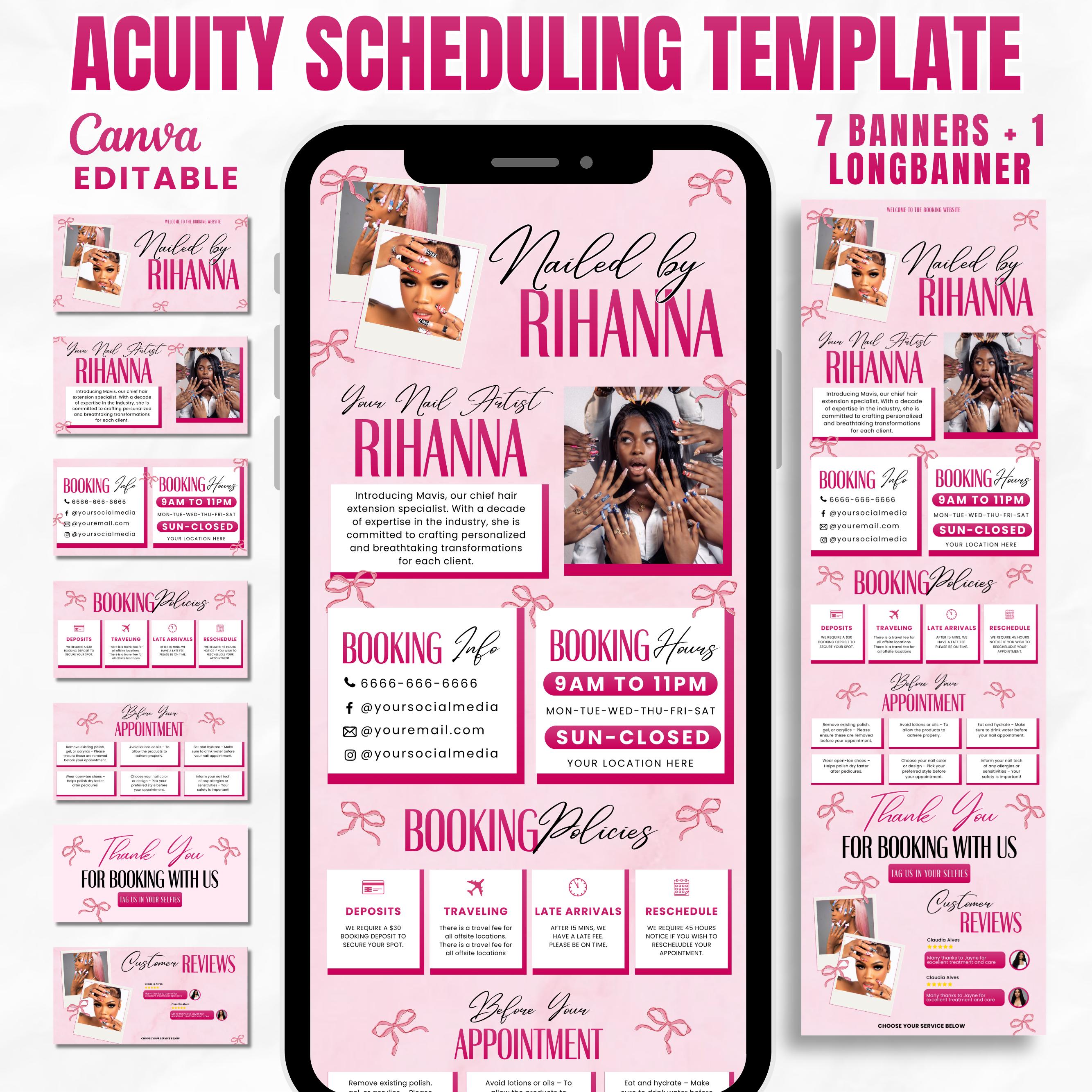 Pink Acuity Scheduling Template for Hair Stylists, Lash Techs and MUAs, Pinkish Hairstylist Scheduling Website, DIY Booking Site Canva