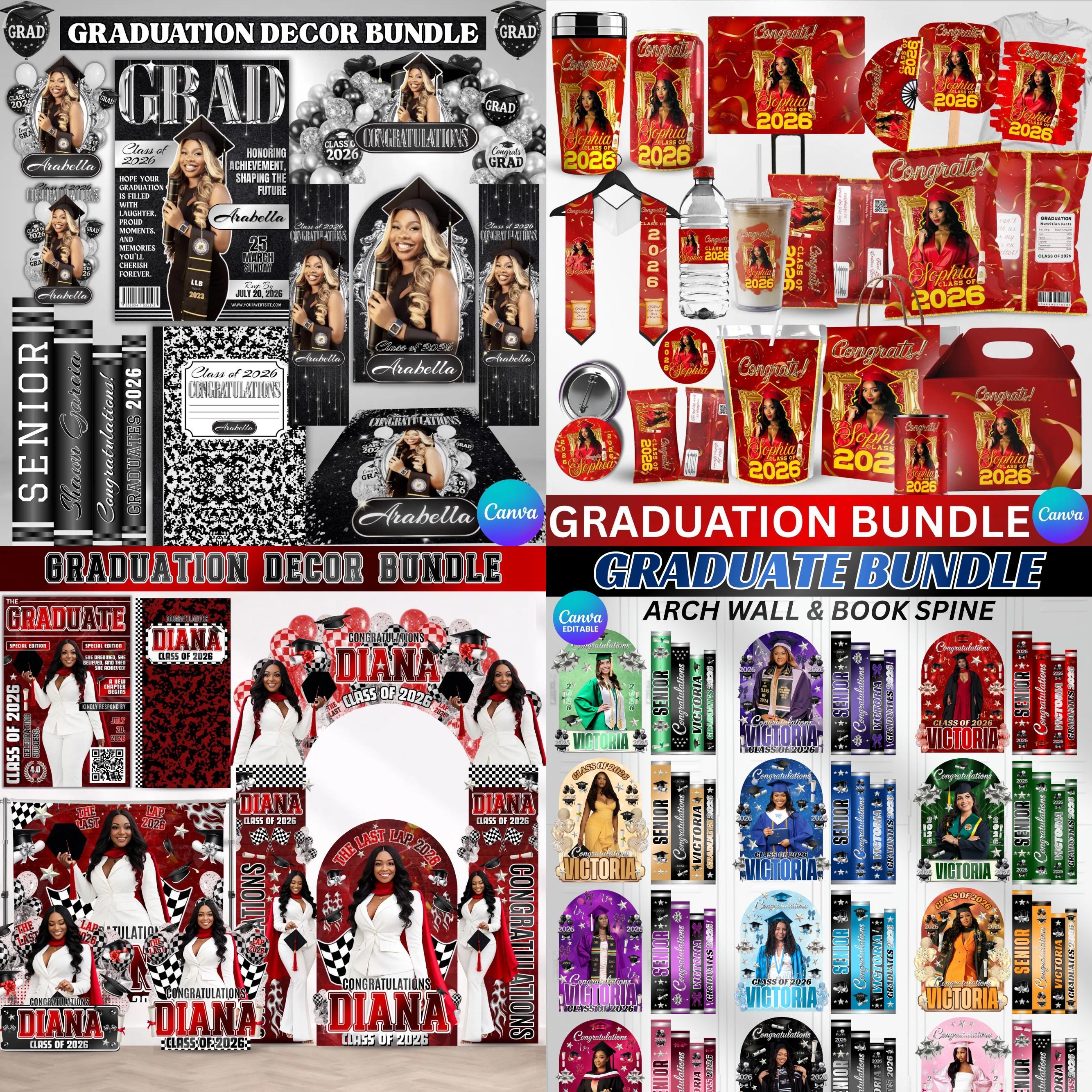4300+ Graduation Mega Bundle Templates,Class of 2026 Grad Party Bundle, Grad,Decor,Newspaper,Stole,Magazine,Paddle Fan,Banner,Tshirt Designs