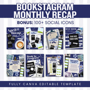 Bookstagram Monthly Reading Recap Templates, Book Review Instagram Posts, Cozy Post for Book Lovers, Authors & Bloggers Social Media Content