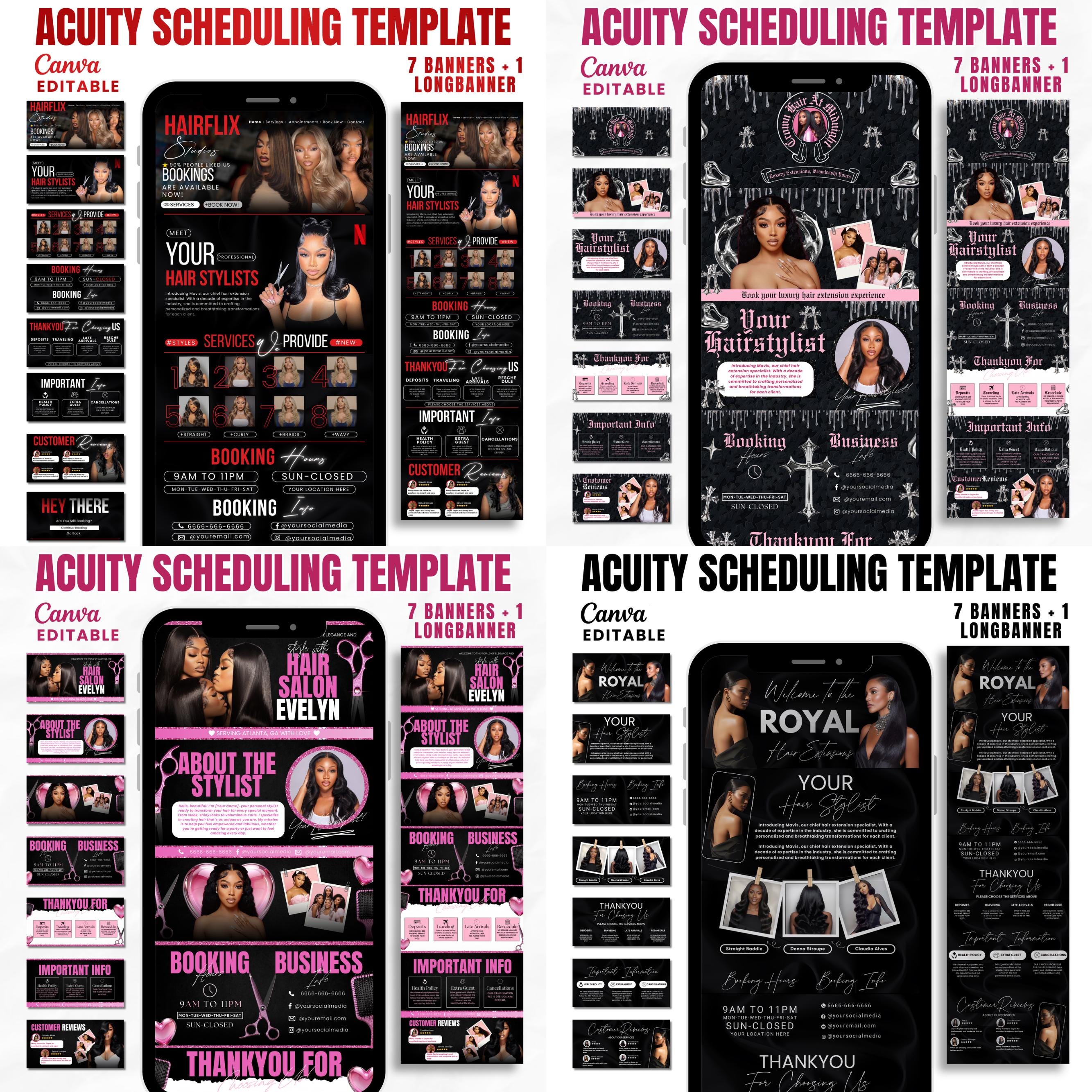 Acuity Scheduling Template Bundle for Hair Stylists, Lash Techs and MUAs, Hairstylist Scheduling Website, DIY Booking Site Canva