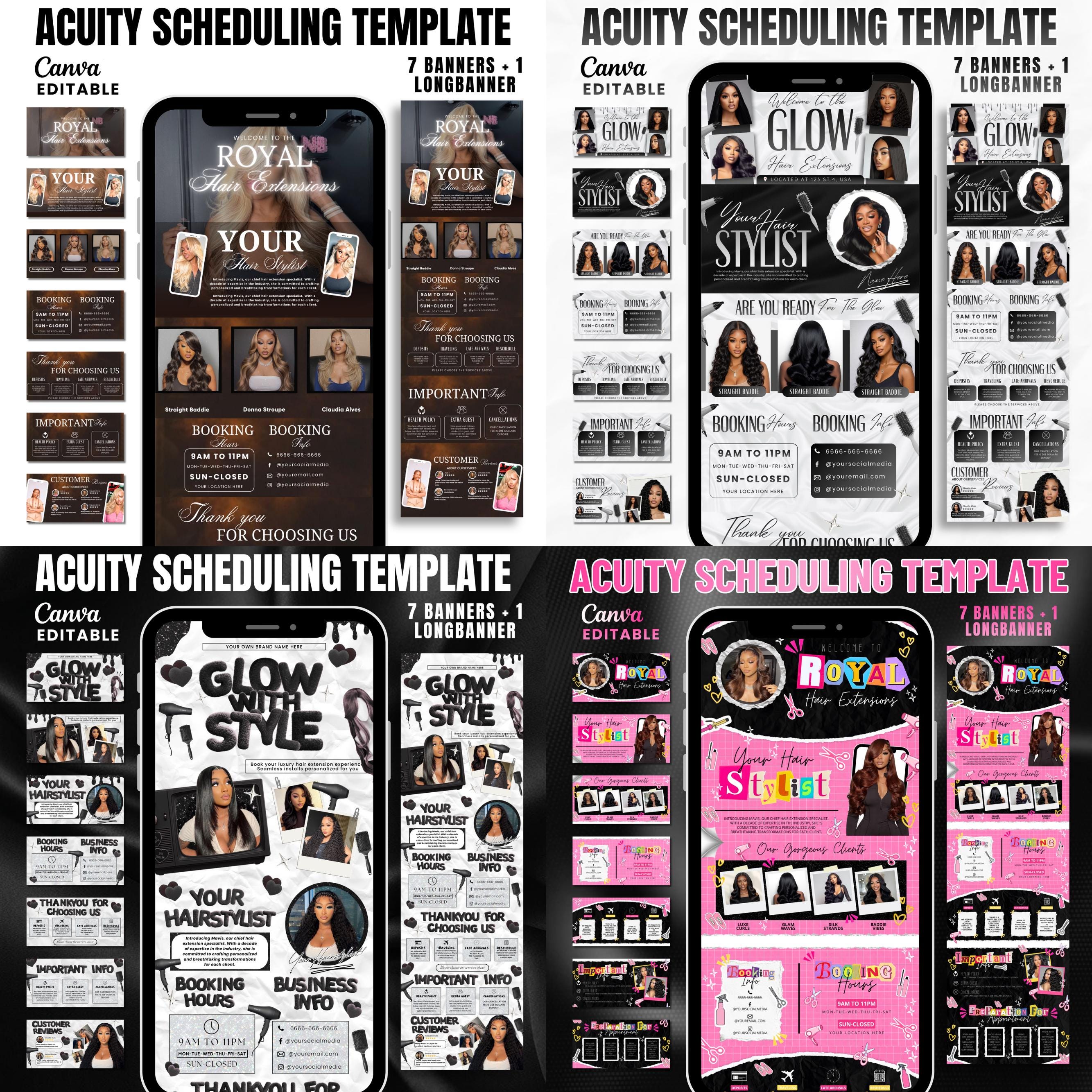 Acuity Scheduling Template Bundle for Hair Stylists, Lash Techs and MUAs, Hairstylist Scheduling Website, DIY Booking Site Canva