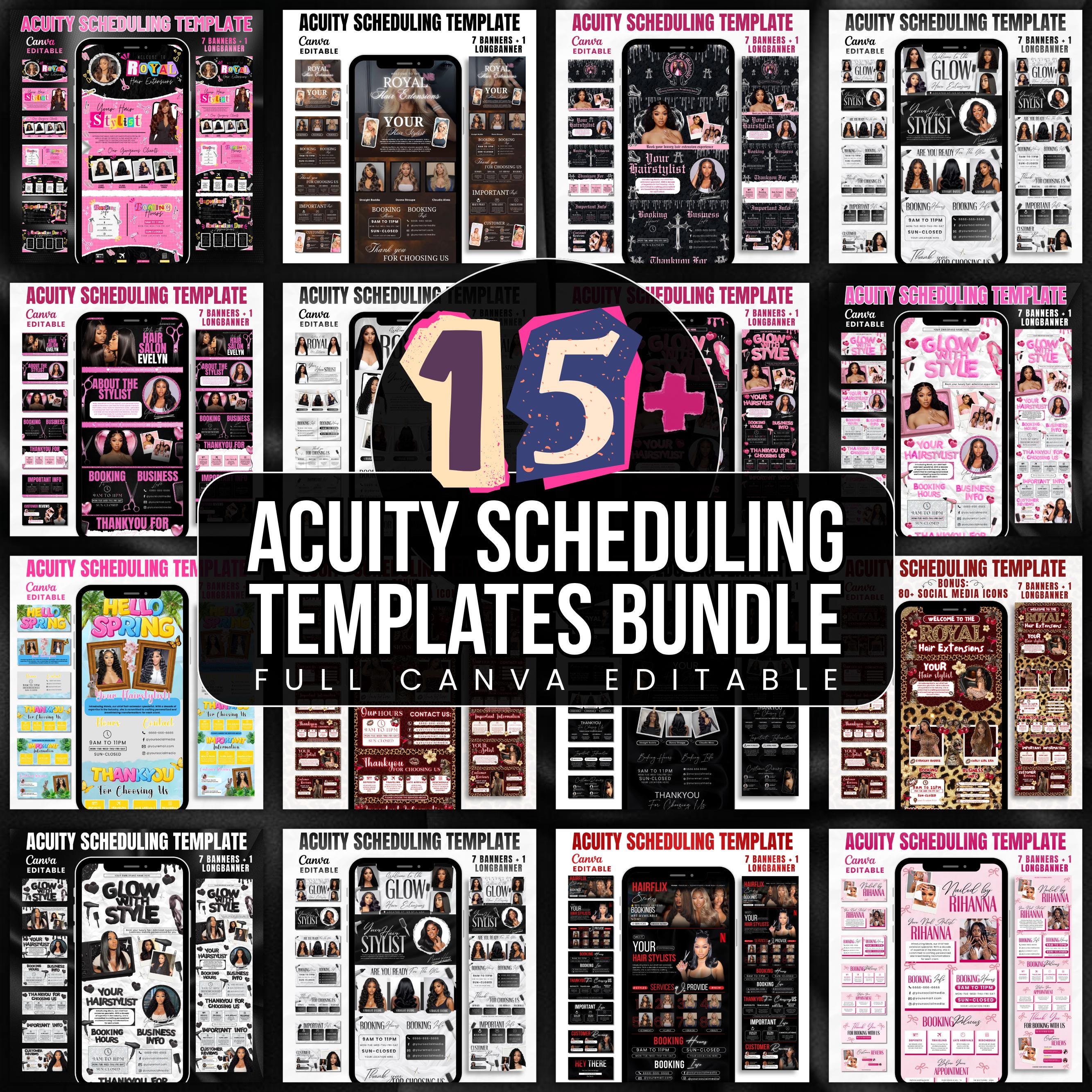 Acuity Scheduling Template Bundle for Hair Stylists, Lash Techs and MUAs, Hairstylist Scheduling Website, DIY Booking Site Canva