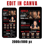 Black and Red Hairflix Acuity Scheduling Template for Hair Stylists, Lash Techs and MUAs, Hairstylist Scheduling Website, DIY Booking Site