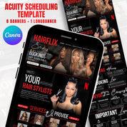 Black and Red Hairflix Acuity Scheduling Template for Hair Stylists, Lash Techs and MUAs, Hairstylist Scheduling Website, DIY Booking Site