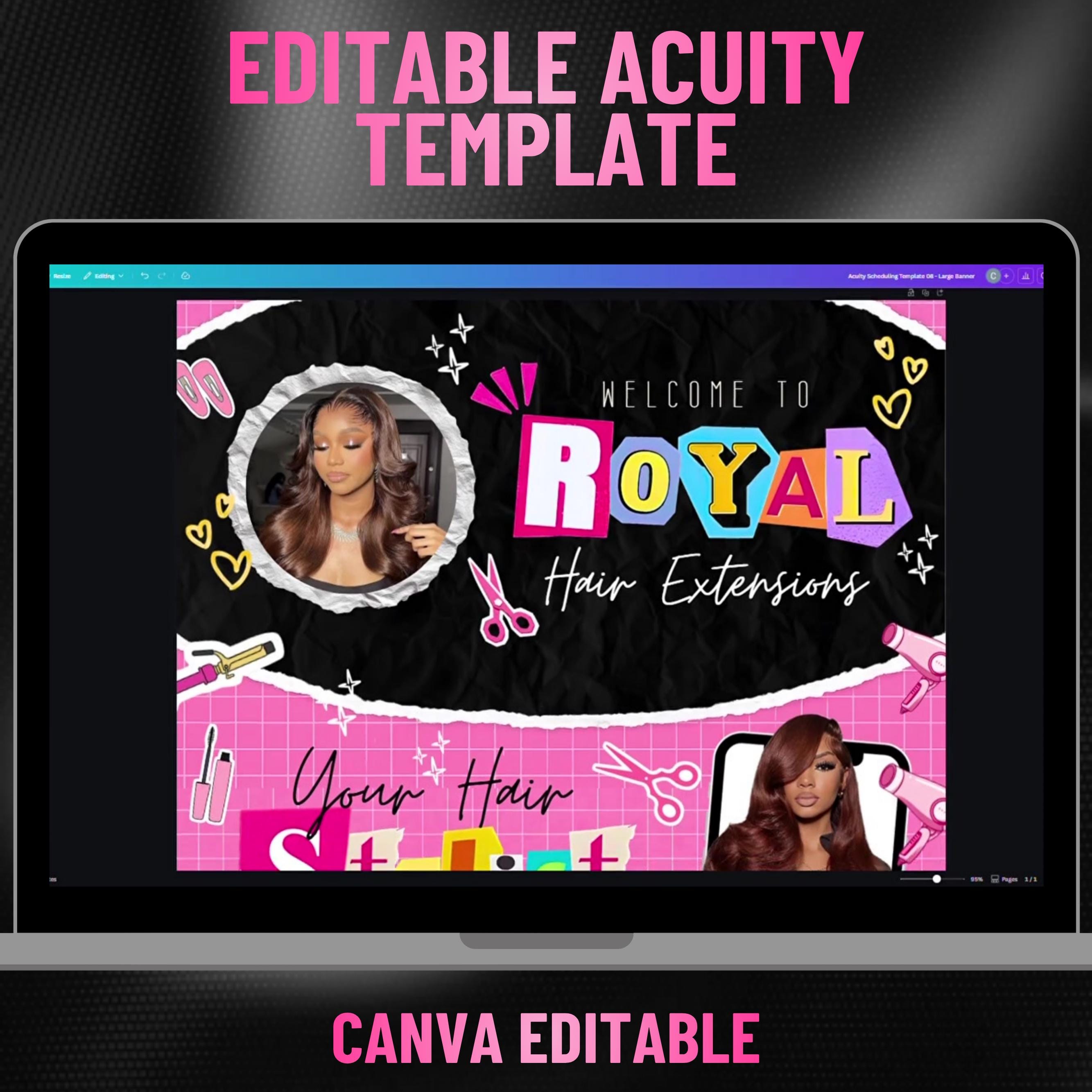 Black and Pink Scrapbook Themed Acuity Scheduling Template for Hair Stylists,LashTechs and MUAs, Hairstylist Website, DIY Booking Site Canva