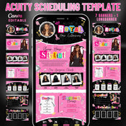 Black and Pink Scrapbook Themed Acuity Scheduling Template for Hair Stylists,LashTechs and MUAs, Hairstylist Website, DIY Booking Site Canva