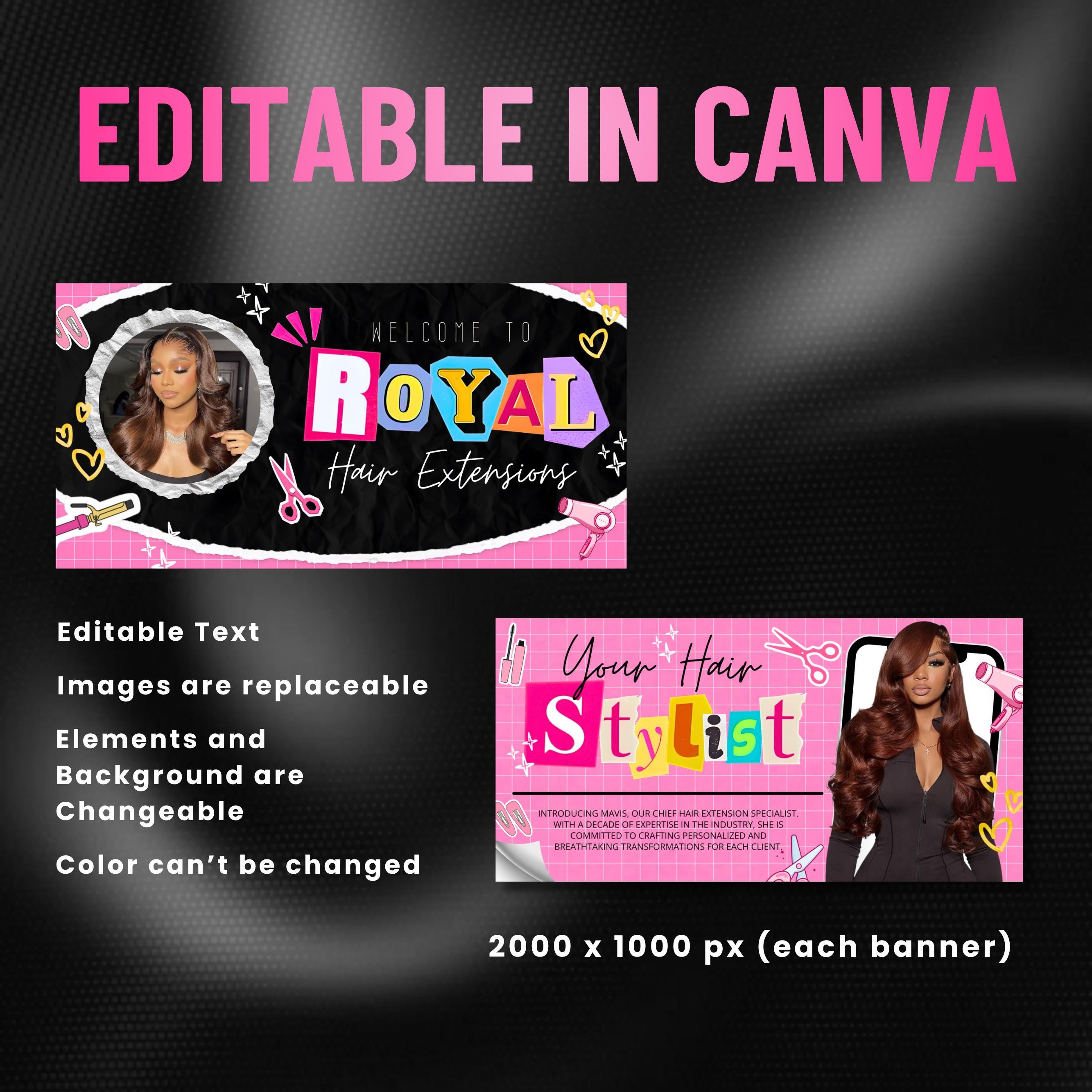 Black and Pink Scrapbook Themed Acuity Scheduling Template for Hair Stylists,LashTechs and MUAs, Hairstylist Website, DIY Booking Site Canva