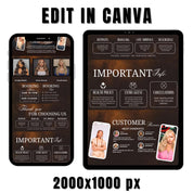 Brown Acuity Scheduling Template for Hair Stylists, Lash Techs and MUAs, Hairstylist Scheduling Website, DIY Booking Site Canva