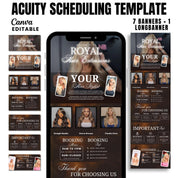 Brown Acuity Scheduling Template for Hair Stylists, Lash Techs and MUAs, Hairstylist Scheduling Website, DIY Booking Site Canva