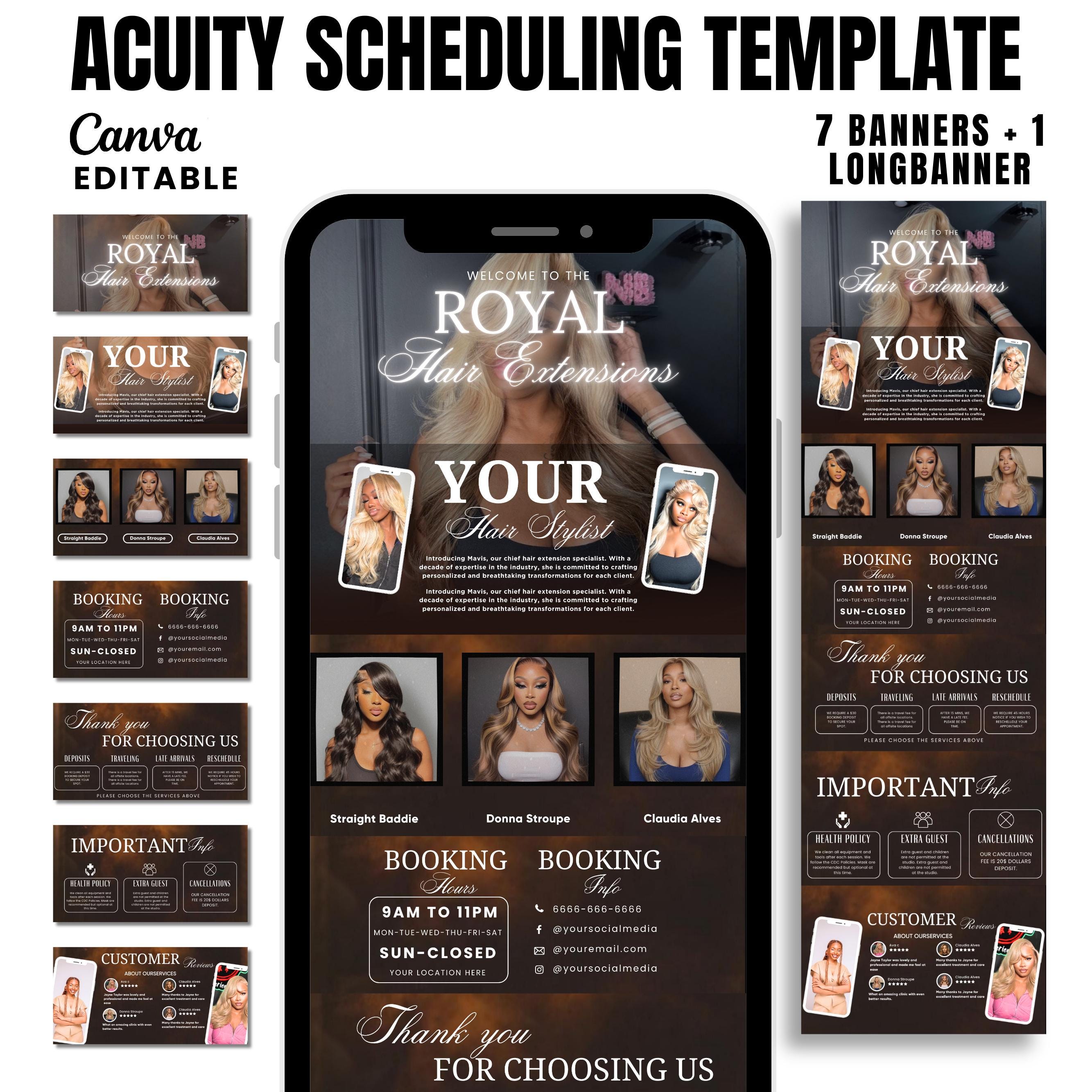 Brown Acuity Scheduling Template for Hair Stylists, Lash Techs and MUAs, Hairstylist Scheduling Website, DIY Booking Site Canva