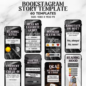 Bookstagram Template Instagram for Canva, Bookish Social Media Kit, Book Lover Social Media Post, Bookish Insta Reels ,Authors, Bloggers