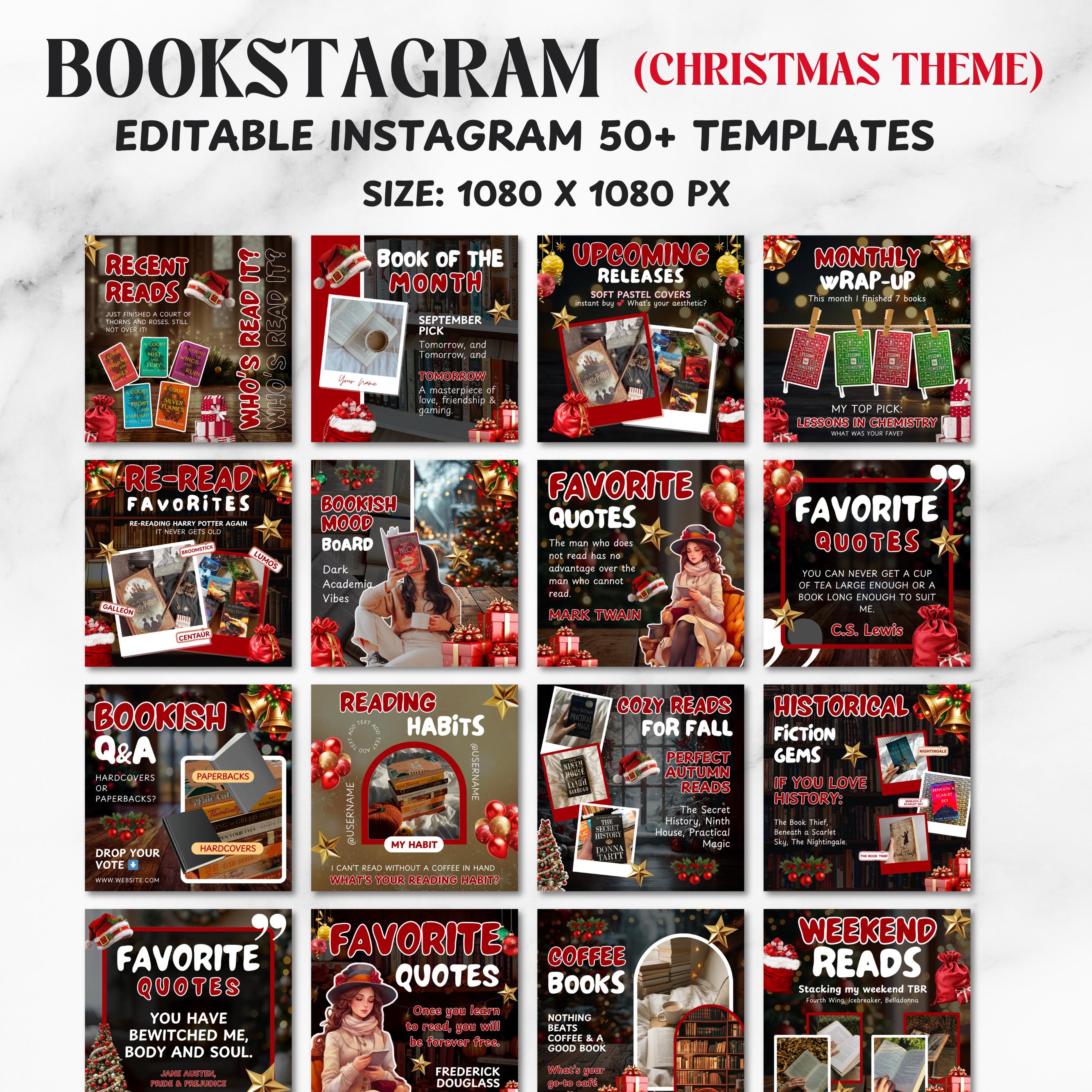Bookstagram Template Instagram for Canva, Bookish Social Media Kit, Book Lover Social Media Post, Bookish Insta Reels ,Authors, Bloggers