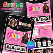 Black and Pink Scrapbook Themed Acuity Scheduling Template for Hair Stylists,LashTechs and MUAs, Hairstylist Website, DIY Booking Site Canva