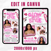 Pink and White Acuity Scheduling Template for Hair Stylists, Lash Techs and MUAs, Hairstylist Scheduling Website, DIY Booking Site Canva