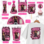 Pink Cheetah Birthday Bundle,Birthday Party Decor, Cheetah Birthday Chip Bag, Backdrop,Birthday Flyer,Birthday Pink Cheetah Birthday Banner