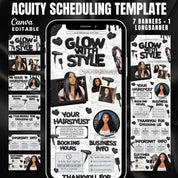 Black and White Acuity Scheduling Template for Hair Stylists, Lash Techs and MUAs, Hairstylist Scheduling Website, DIY Booking Site Canva