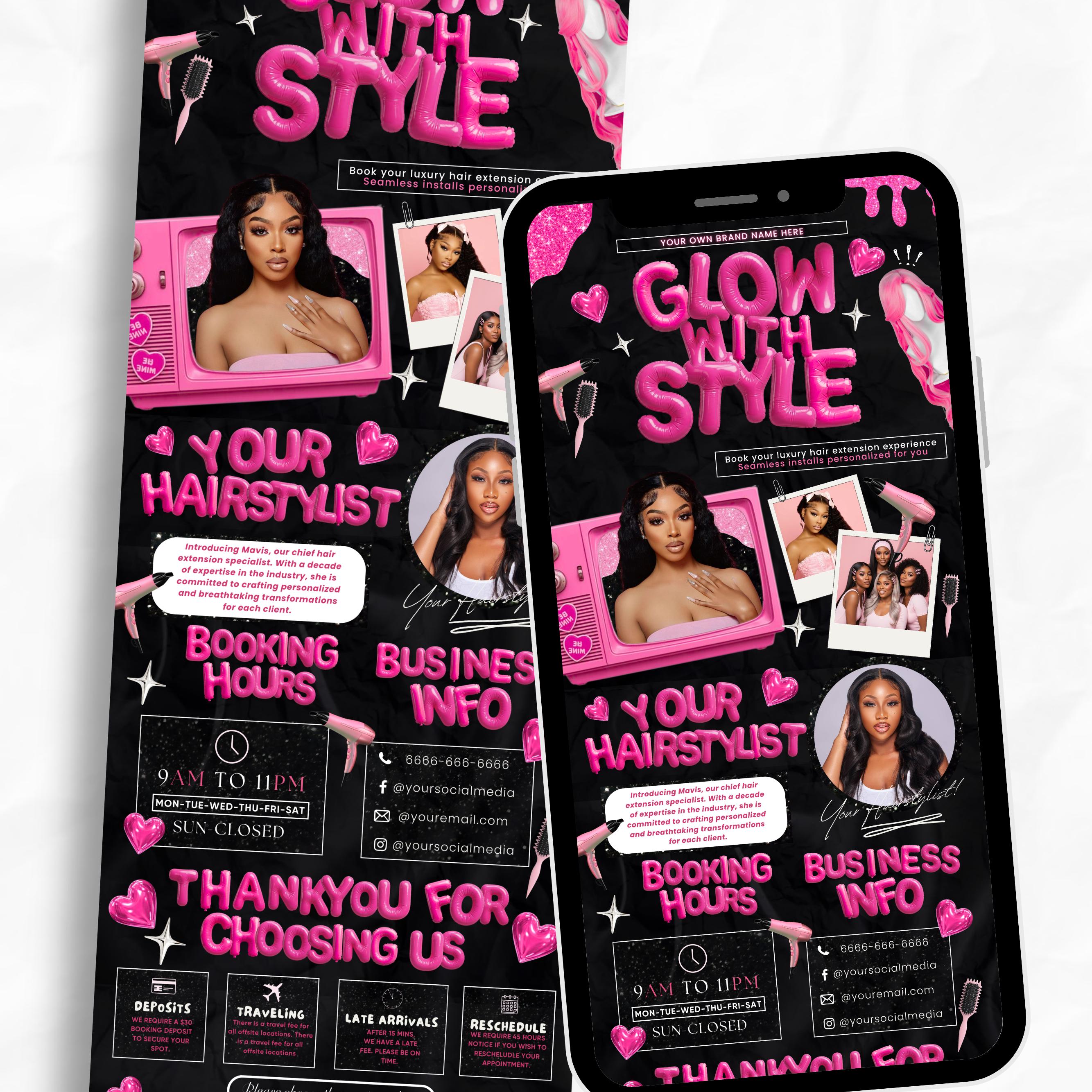 Black and Pink Acuity Scheduling Template for Hair Stylists, Lash Techs and MUAs, Hairstylist Scheduling Website, DIY Booking Site Canva