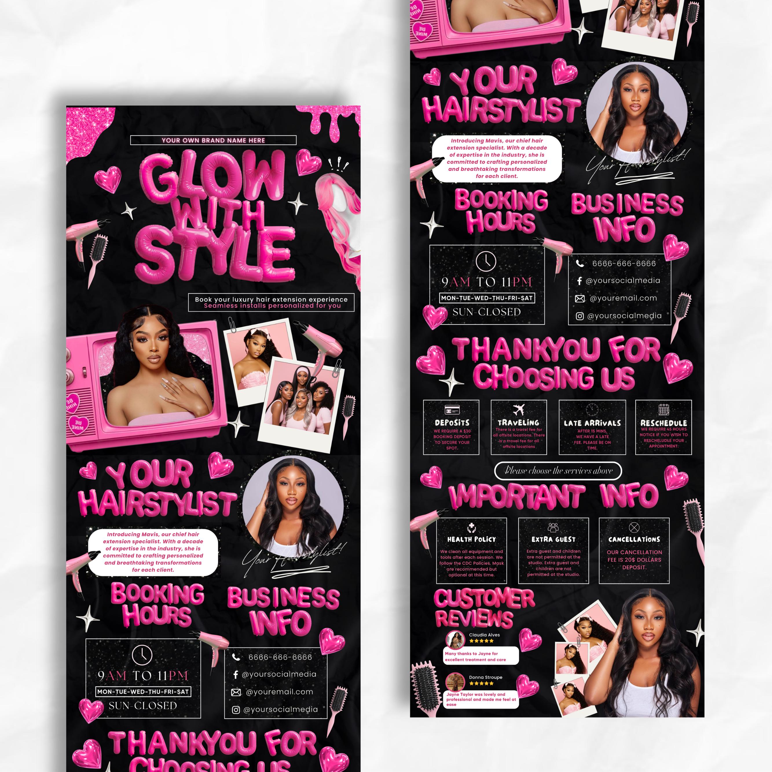 Black and Pink Acuity Scheduling Template for Hair Stylists, Lash Techs and MUAs, Hairstylist Scheduling Website, DIY Booking Site Canva