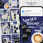 Bookstagram Monthly Reading Recap Templates, Book Review Instagram Posts, Cozy Post for Book Lovers, Authors & Bloggers Social Media Content
